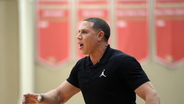 Shadow Mountain head coach Mike Bibby looks on against Chicago Simeon at Chaparral High School.
